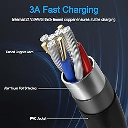 Micro USB Cable 6ft Long Android Charger Cable for