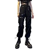XKBHYD Women Hight Waist Loose Cargo Pants Multi Pocket Gothic Punk Straight Leg Pants