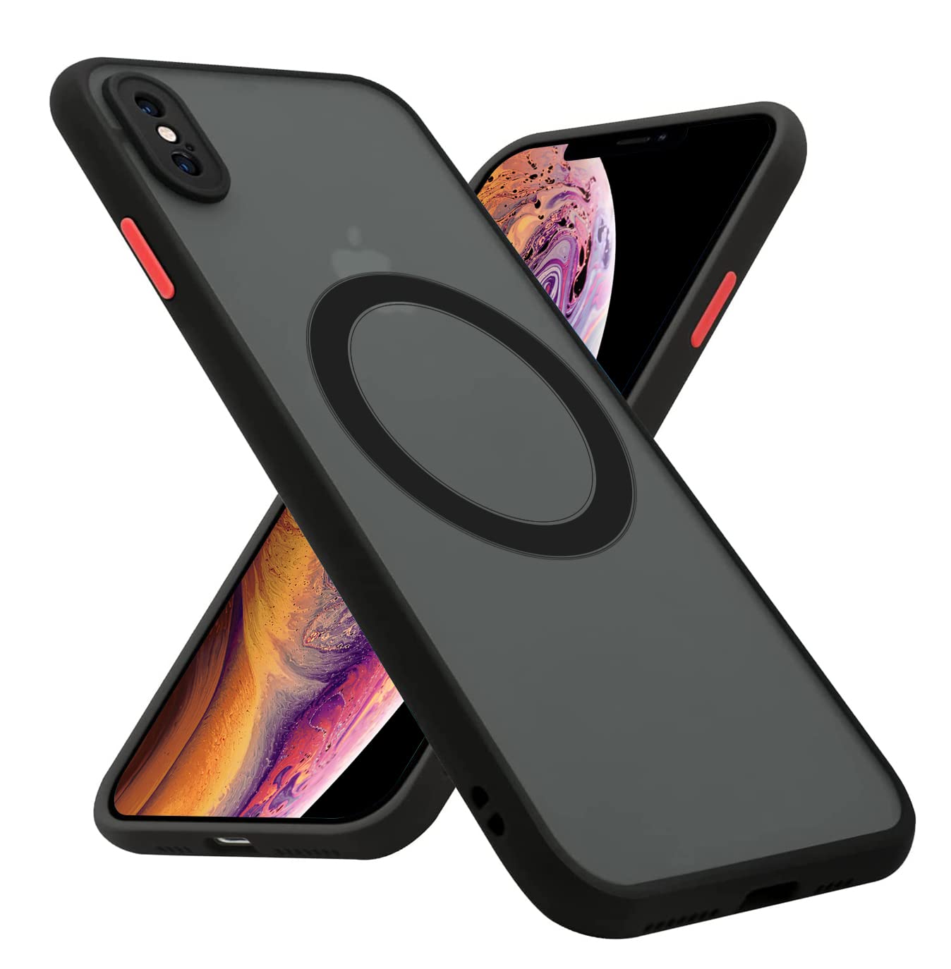 KIOMY Magnetic case for iPhone X and iPhone Xs Compatible with MagSafe, Translucent Matte Protection Cover with Soft Edge, Hard PC Back and TPU Hybrid Anti Yellow Slim fit Shell, 5.8 inches Black — image 1