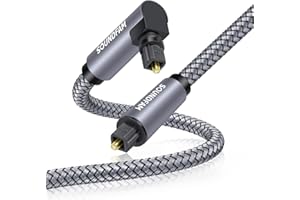 90 Degree Digital Optical Audio Cable SOUNDFAM Toslink Cable Male to Male Fiber Optic Cable 360 Degree Free-Rotating for Home