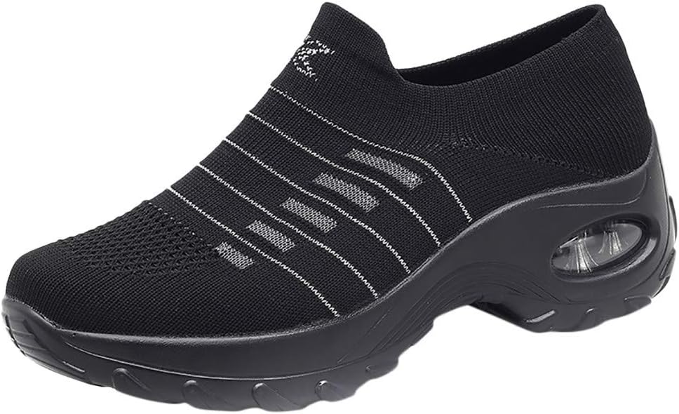 Womens Sneakers Breathable Sport Shoes Mesh Lightweight Walking Summer Slip-On Summer Comfortable Non-Slip Running Platform Flats Med(3cm-5cm)