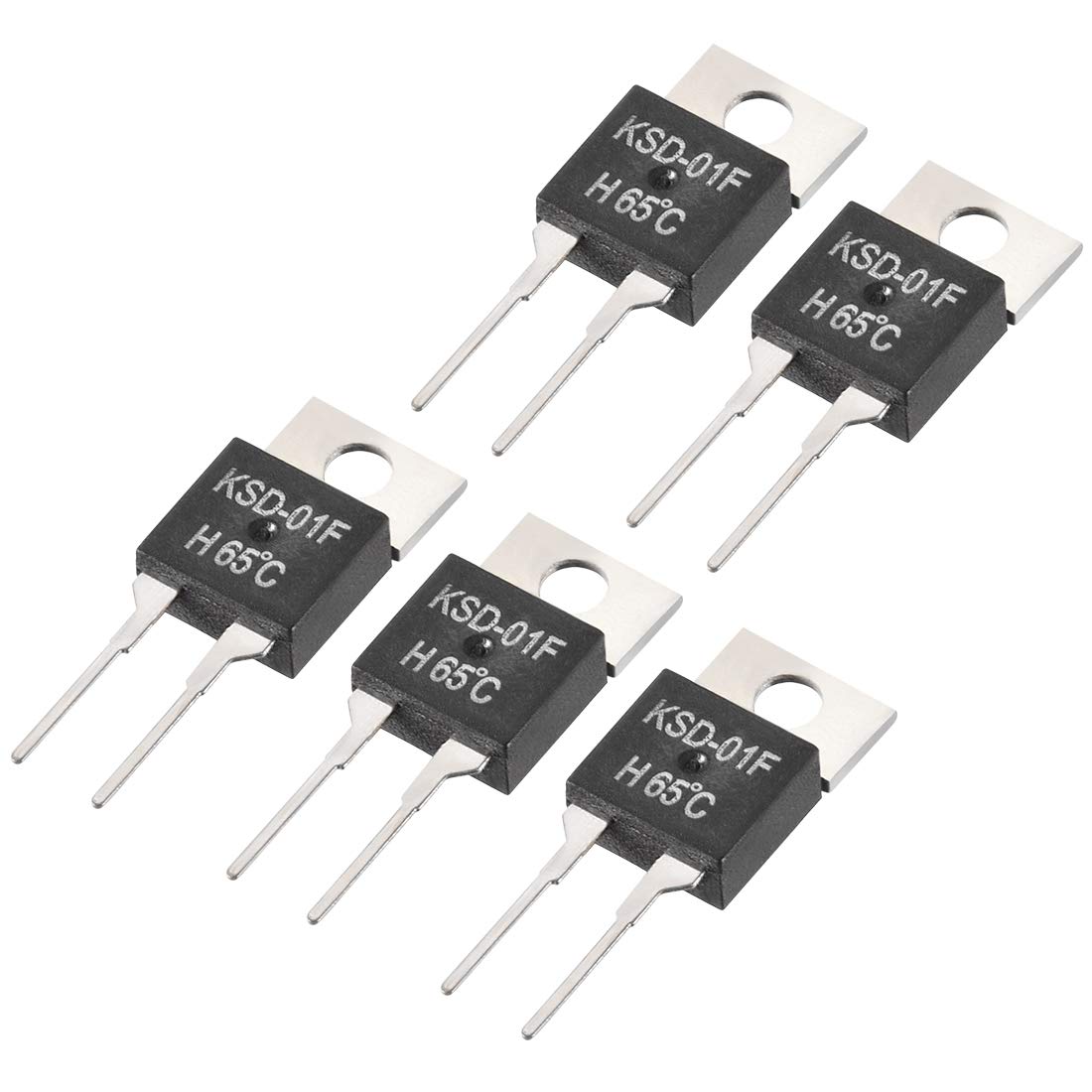 sourcing map Normally Open Temperature Switch, KSD-01F Thermal Switch Thermostat Temperature Controller 65℃ N.O 5pcs