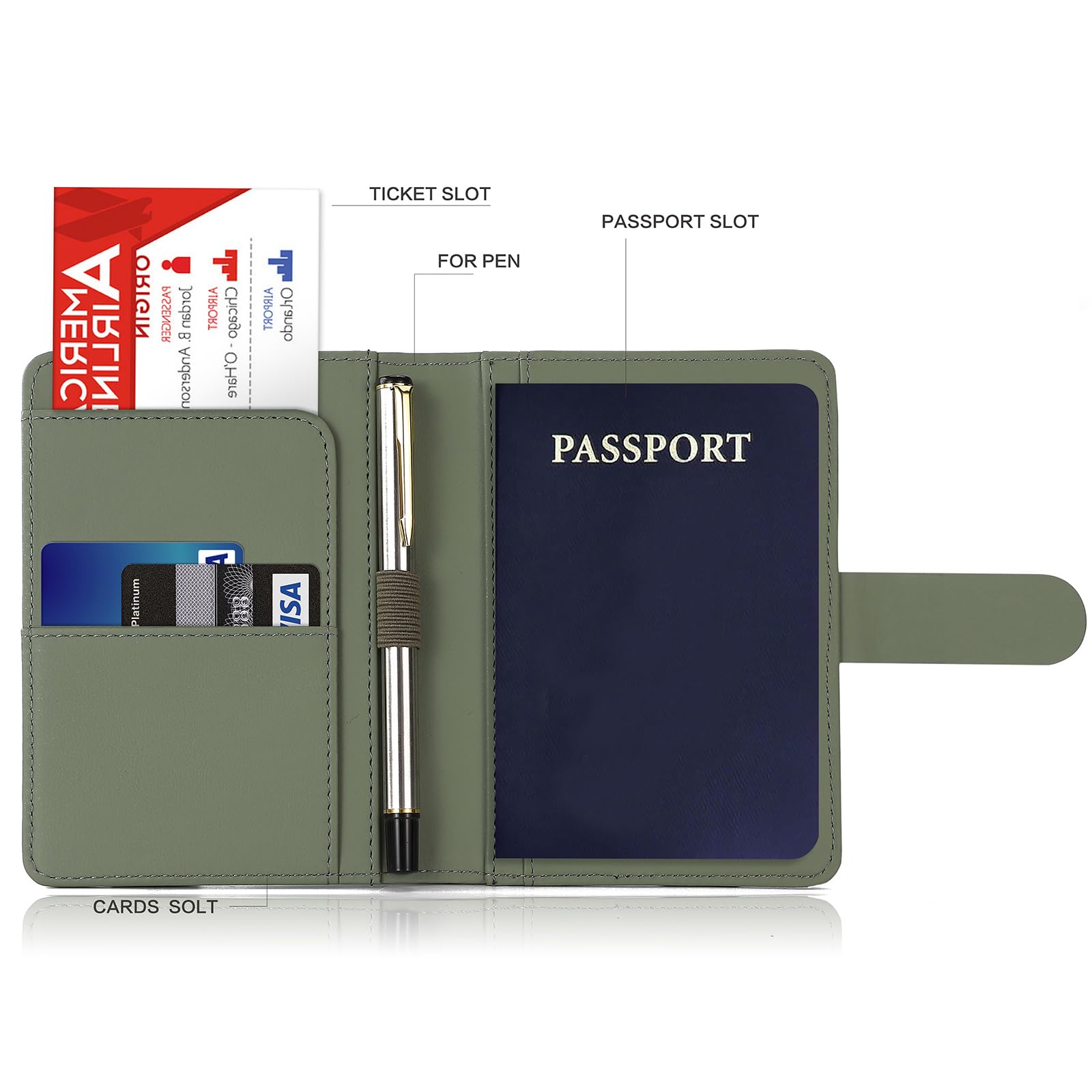 Melsbrinna Premium Leather Passport Holder Covers Case, Waterproof Rfid Blocking Travel Wallet Passport Holder with Pen Holder, Cute Passport Book for Women/Men
