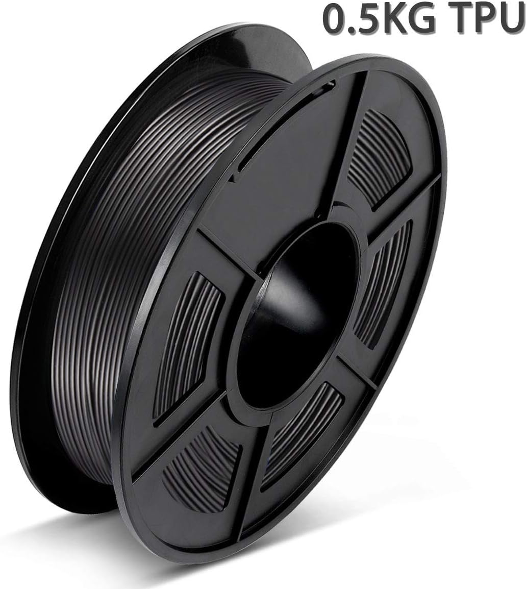 TPU Flexible 3D Printing Filament 1.75mm,500g TPU Printer Filament 1.75 Spool,Dimensional Accuracy +/- 0.03 mm,Flexible TPU Filament for FDM 3D Printer 3D Pen,Black