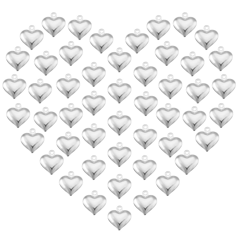 PH PandaHall 50pcs Silver Heart Brass Pendants Heart Charms for Mother's Day Love Pendant for Necklace Bracelet Jewellery Making Anniversary Mother's Day, 13x11.5x4.5mm, Hole: 1mm