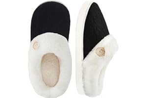 BUNYISCN Women's Fuzzy House Slippers, Comfy Plush Memory Foam Bedroom Slippers Indoor Outdoor Warm Light Shoes Faux Fur Lined Slip On