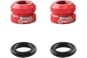 Larimuer 2PCS Bike Vacuum Tire Valve Nut, Bicyle Inner Tube Presta Valve Nuts with Sealed O Ring, for Mountain or Road Bikes Accessories (Red)
