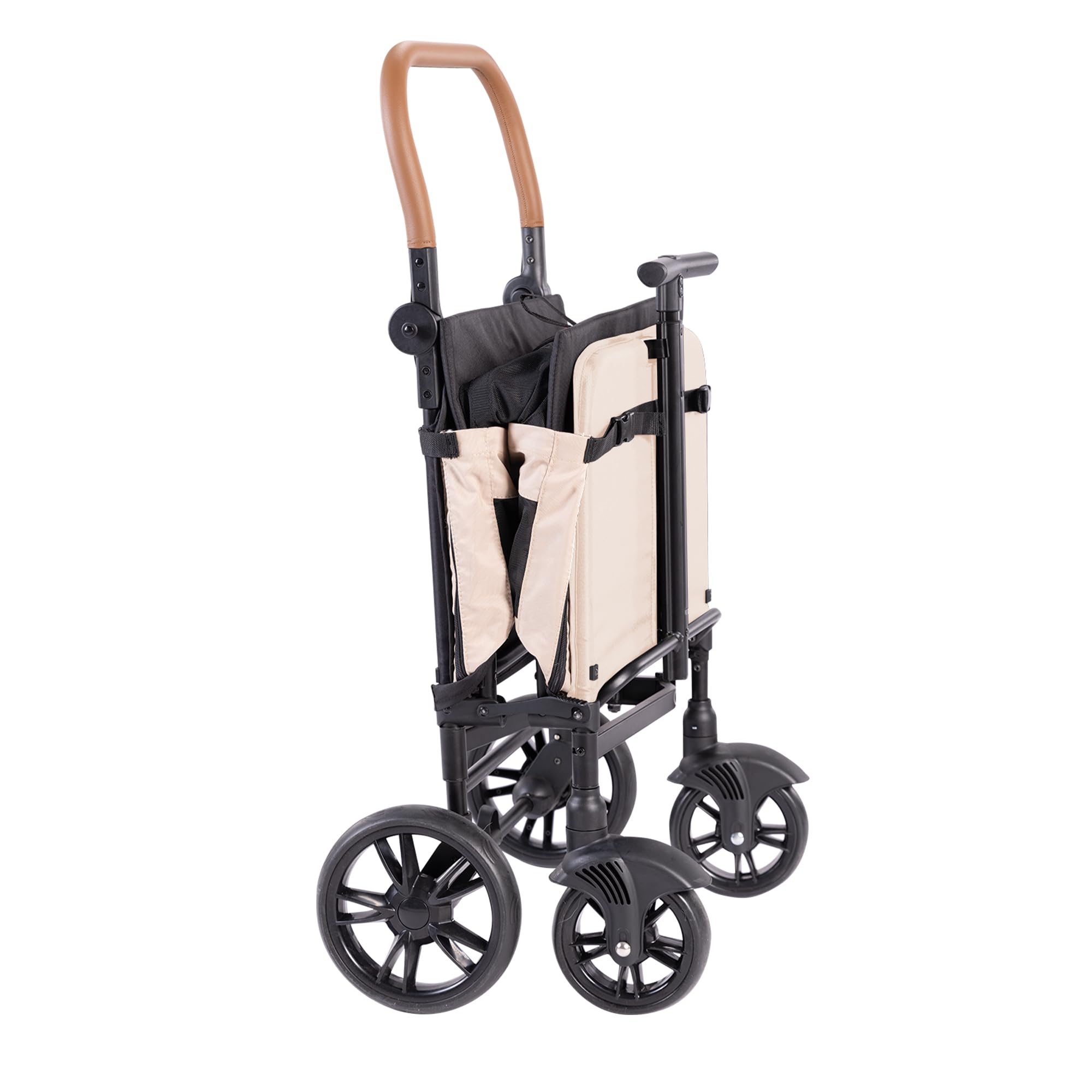 Yvolution Easy Fold & Store Wagon with Canopy – Collapsible 2-Seater Stroller Wagon for Kids, Adjustable Push/Pull Handles, Front Zipper Door, 360° Steering – Ages 12 Months+, Max 35kg