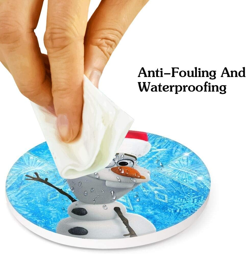 DISNEY COLLECTION Christmas Theme Absorbent Coasters for Drinks Water-Absorbent Quick-Drying Coaster Olaf Merry Christmas