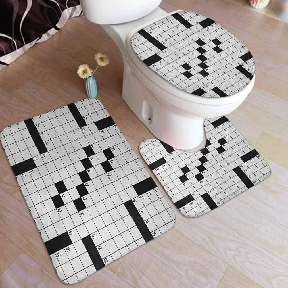 Ahuimin Word Search Puzzle Bathroom Rugs 3 PCS Mat Sets, Blank