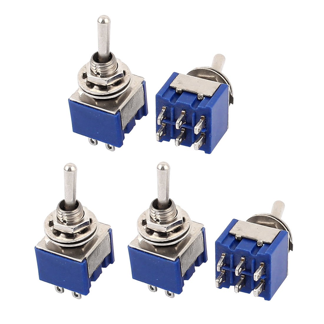 Sourcingmap 5 Pcs AC 125V 6A DPDT ON-ON 6 Pin Terminal Miniature Toggle Switch