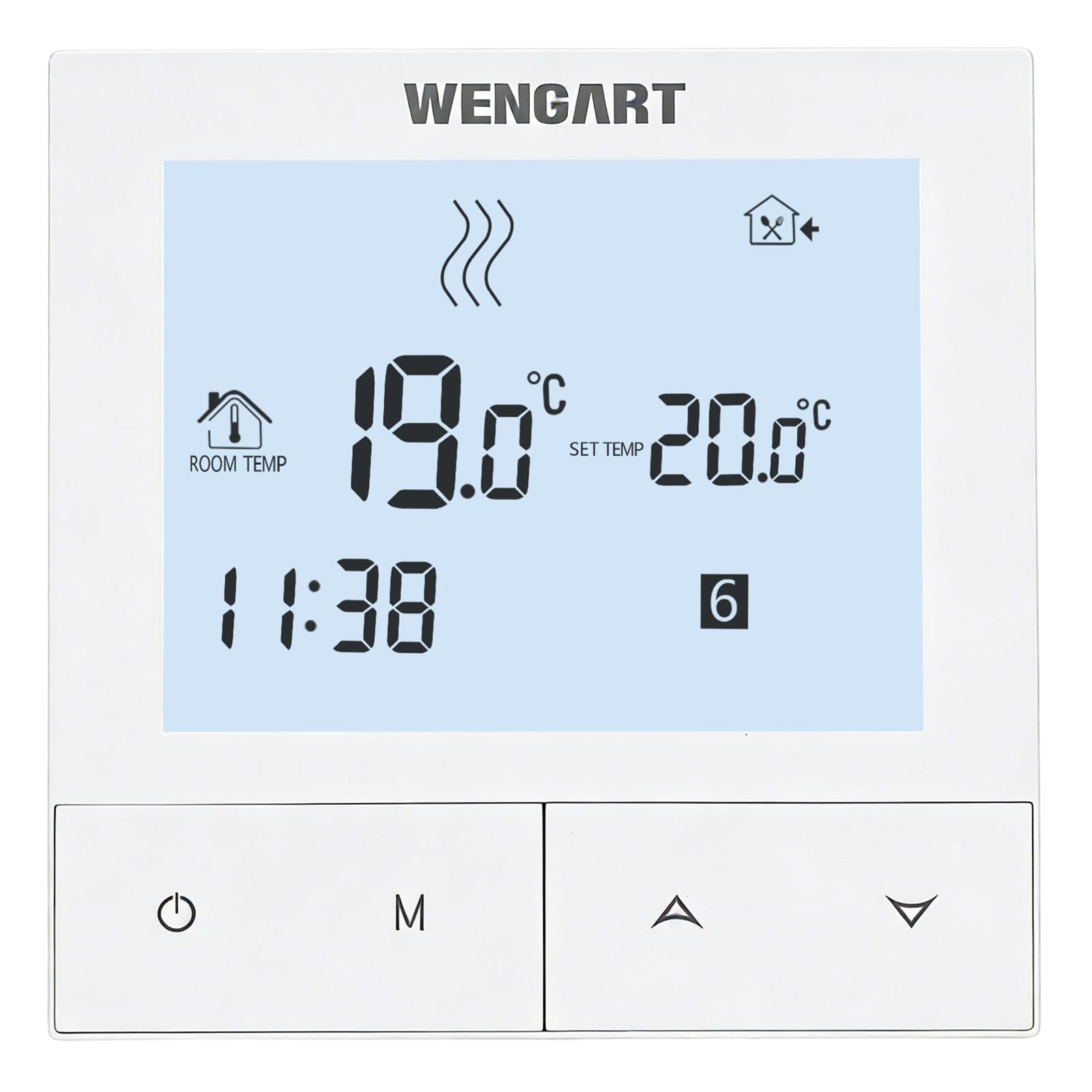 Wengart Tuya Thermostat WG372,AC230V 3A 2,4 GHz WiFi Work for Work for Water Underfloor Heating,Alexa Google Home Compatible Thermostat,White