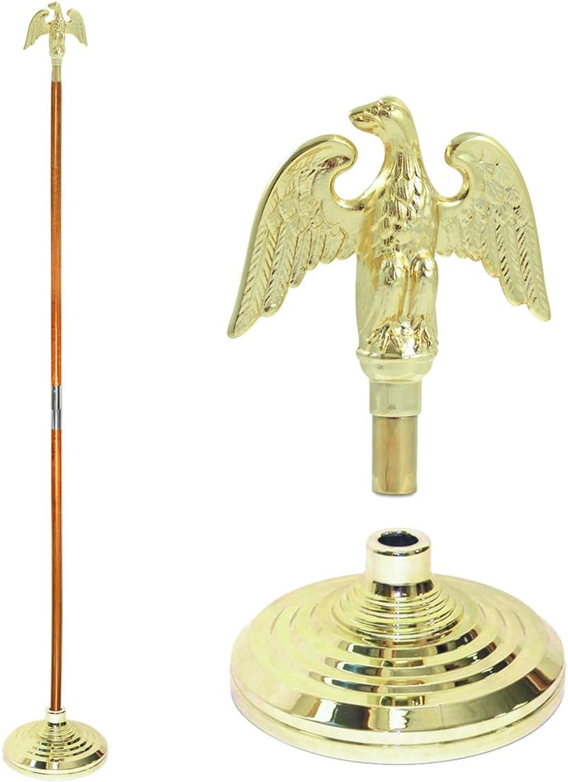 Indoor Flagpole Kit NO Flag (Metal Eagle, 9 Ft Oak Pole