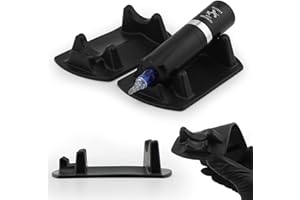 DENERGY Tattoo Machine Stand 2 Pack - Rubber Tattoo Pen Holder, Tattoo Machine Rack, Compatible with Rotary Tattoo Guns & Coil Machines, Anti-Slip Base, Stable Pen Display Stand (Black 2 Pack)