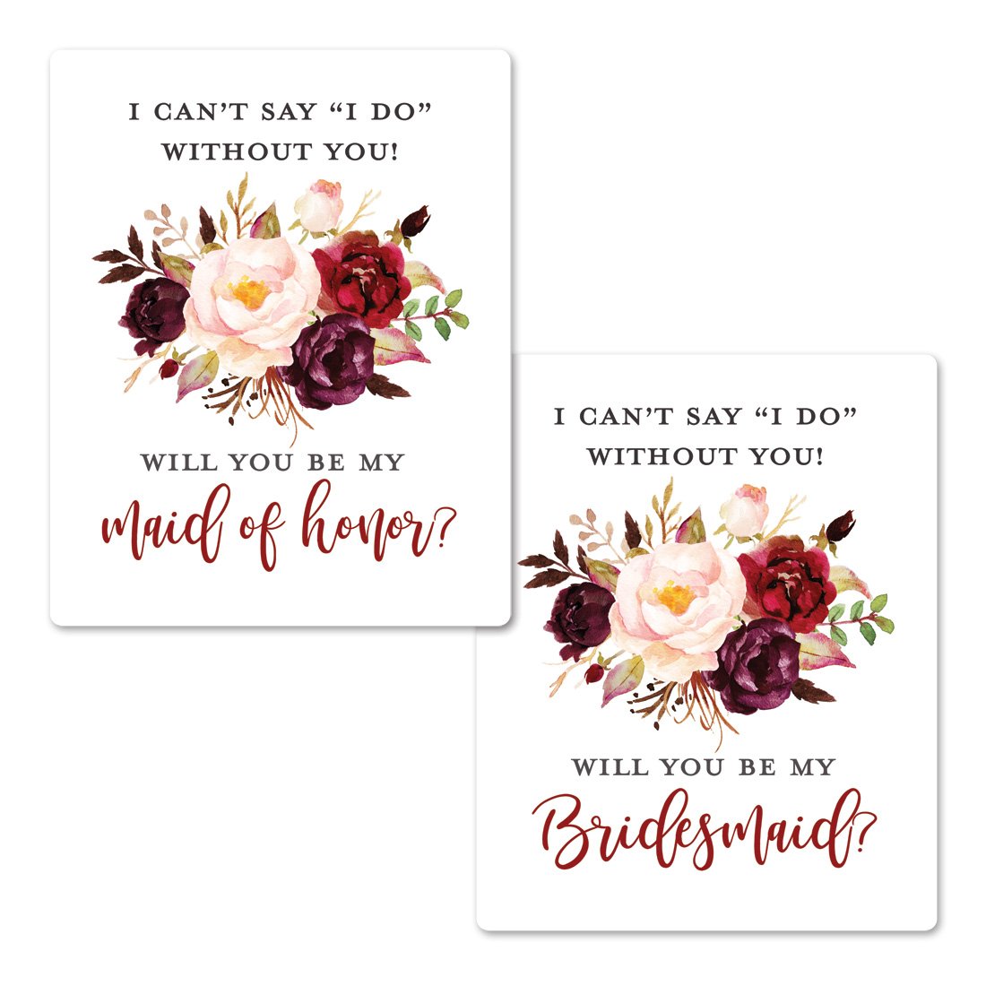 Elegant Floral Bridesmaid Proposal Labels, Will You be My Bridesmaid Wine Labels, Maid of Honor Gift Box Labels