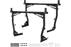 ECOEXPLORER Universal Steel Truck Ladder Rack, 1000 Lbs Capacity Adjustable Pickup Bed Rack, 52"-82" Crossbar for Kayak, Lumber, Ladder, Rooftop Tent, Surfboard – No-Drill Heavy Duty Rack for Trucks