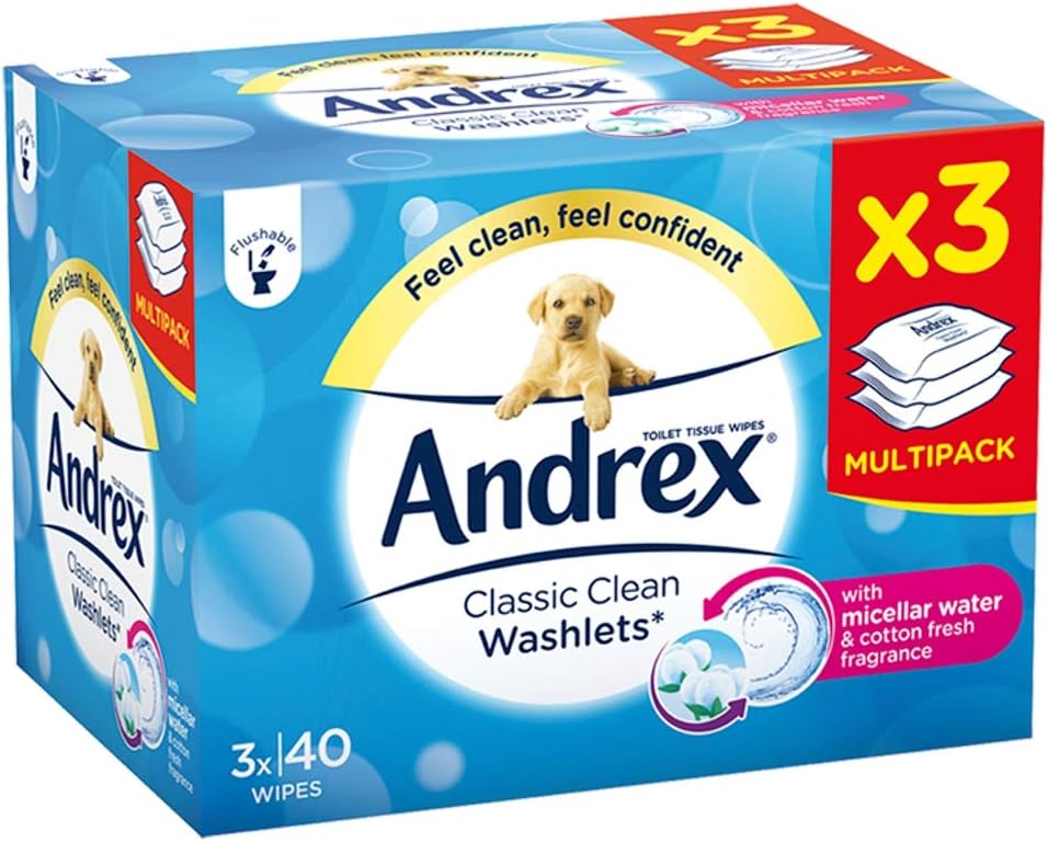 Andrex Washlets Classic Clean Toilet Tissue, 3Piece