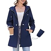 Century Star Womens Rain Jacket with Hood Packable Lightweight Raincoats for Women Waterproof Long Rain Coat Windbreaker