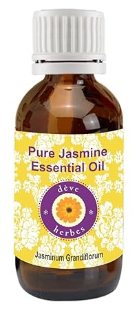 Deve Herbes Pure Jasmine Essential Oil (Jasminum Grandiflorum) 100% Natural Therapeutic Grade Steam Distilled, 5 ml