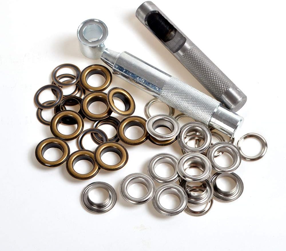 New Eyelet Punch Die Tool Set Kits +20 Sets Eyelet with Washer For Leather Craft Clothing Grommet Banner (2000#-20mm)