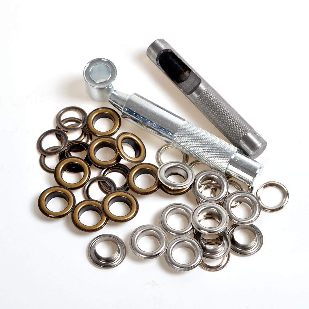 New Eyelet Punch Die Tool Set Kits +20 Sets Eyelet with Washer For