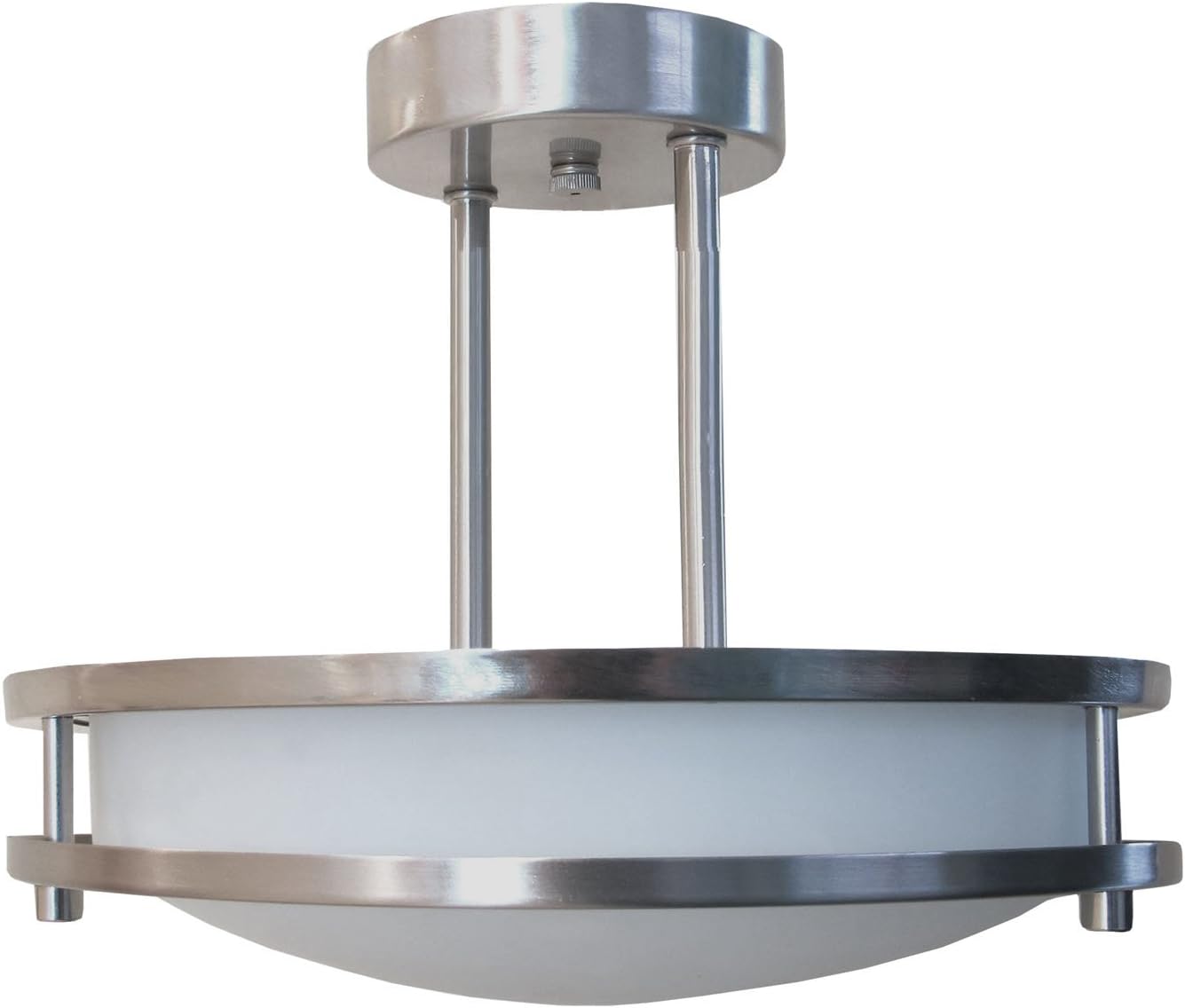 HomeSelects 6103 Saturn 12" Semi-Flush Mount Ceiling Light, Brushed Nickel with Opal Glass Globe, 12"L x 12"W x 9.5"H