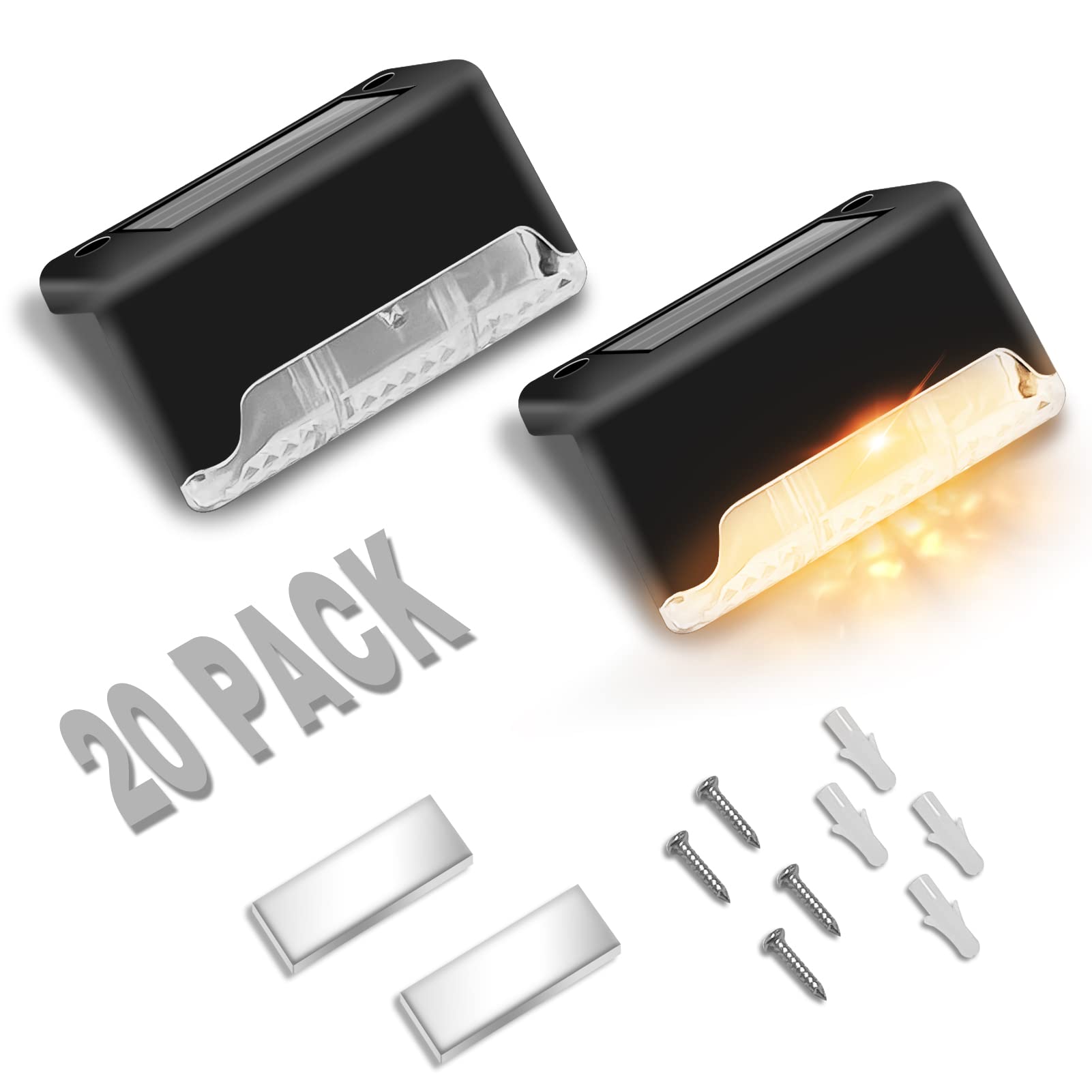 Photo 1 of Civikyle 20-Pack LED Outdoor Solar Lights for Deck Fence Step Patio Lighting Waterproof Warm White