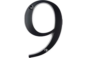 HASWARE House Number Sign 4 inch Modern Door Numbers Signage Plaque Street Home Address Numerals Zinc Alloy (9, Black)