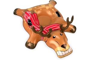 BigMouth Inc Large 48" Inflatable Snow Tube for Kids and Adults, Durable Winter Toy for Tubing & Sledding - Reindeer