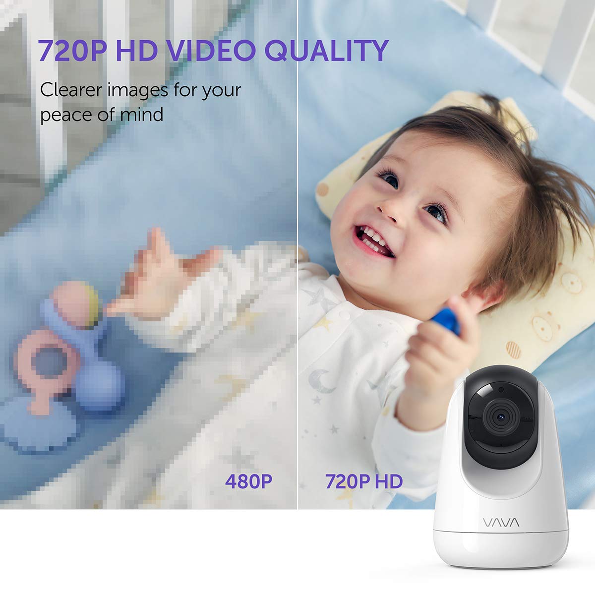 Baby Monitor, VAVA 720P 5" HD Display Video Baby Monitor with Camera and Audio, IPS Screen, 900ft Range, 4500 mAh Battery, Two-Way Audio, One-Click Zoom, Night Vision and Thermal Monitor: Baby