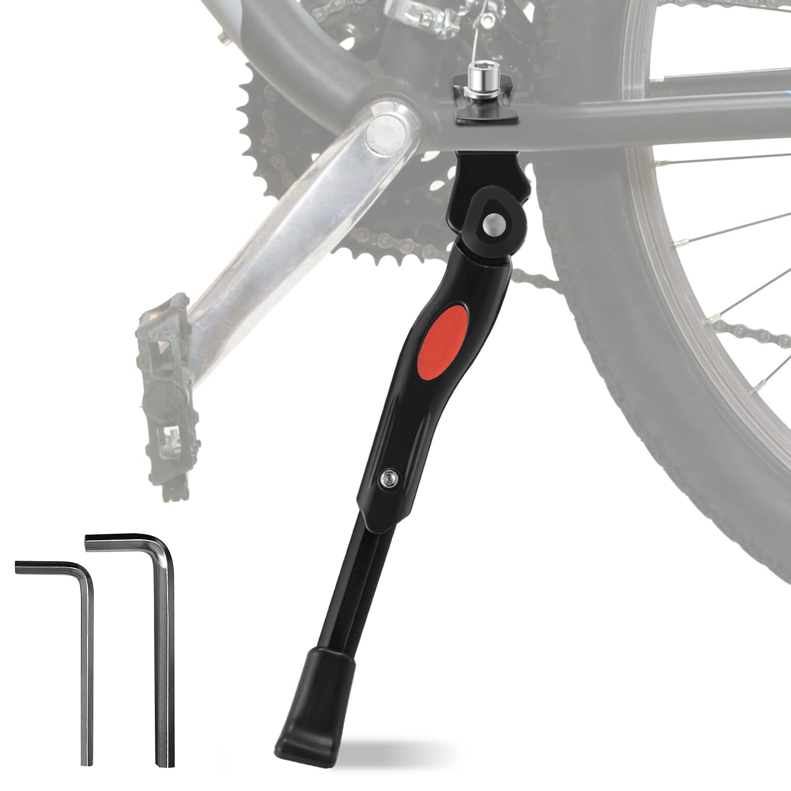 tinxi® Bike Kickstands Side Kickstand, Aluminum Alloy Kick Stand, Bicycle Alloy Adjustable Side Kickstand for Bike 20" 24" 26", Black (2)