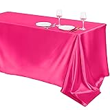 TURSTIN 1 Pack Hot Pink Satin Tablecloth 102 x 58