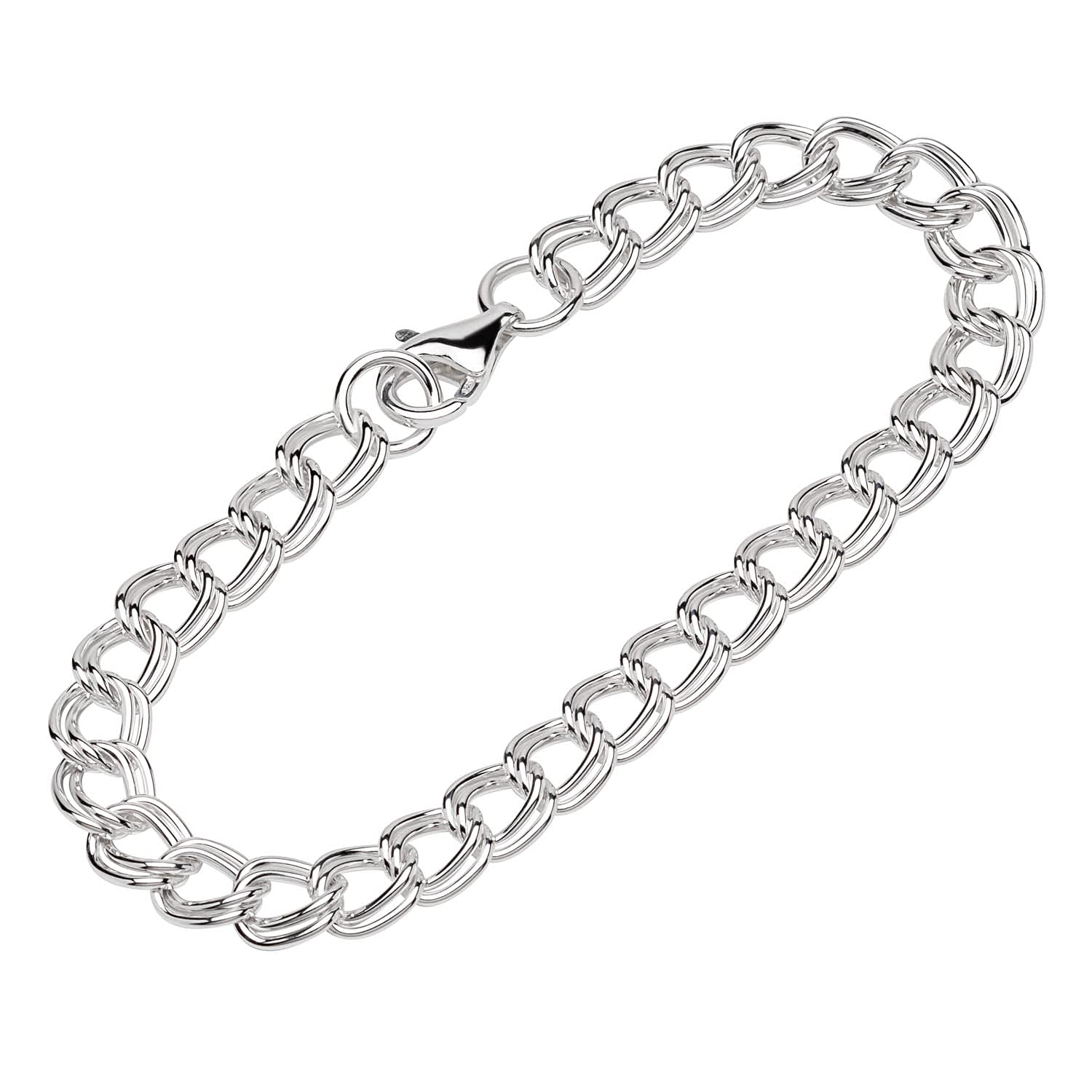 NKlaus Bracelet 925 Sterling Silver 19cm Twin Panzer Chain Ladies Bracelet exquisite 12344