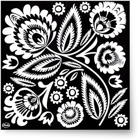 Polish Folk Art Black &amp; White Luncheon Napkins, Set of 20