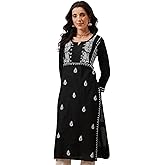 Ada Indian Hand Embroidered Chikankari Straight Cotton Kurta Kurti Tunic for Women A411428