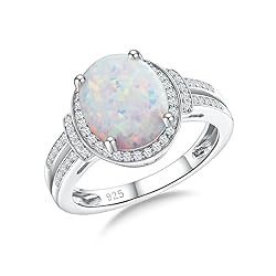 AGRULE Opal Engagement Ring for Wedding Sterling