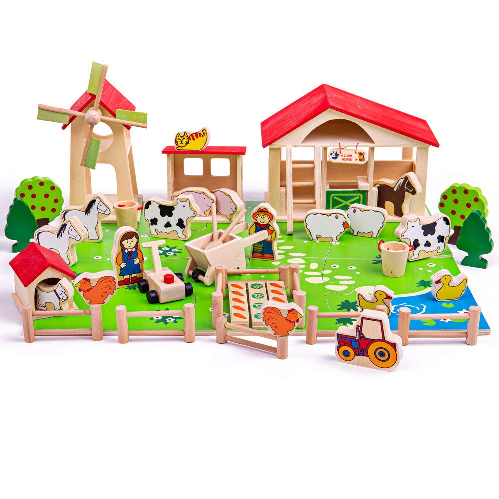 Bigjigs Toys Wooden Farm Playset (50 Pieces)