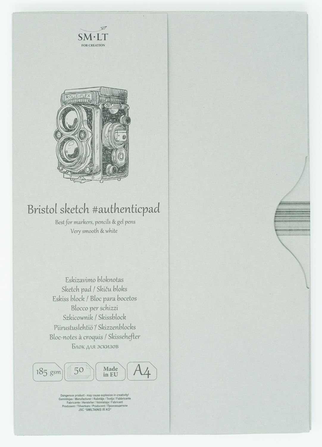 SMLT Authentic Line EA-50 A4 Sketch Pad authenticpad 185 GSM Extra White and Smooth Bristol Paper 50 Sheets