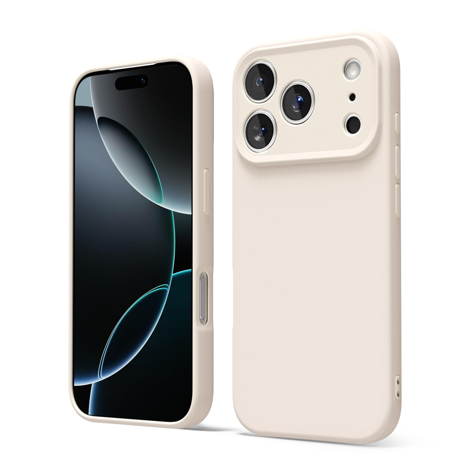 Photo 1 of oakxco for iPhone 17 Pro Phone Case Liquid Silicone, Cute Thin Slim Grip Soft Rubber Gel for Women Men, Smooth Matte TPU Plain Solid Color Girly Simple Case with Camera Cover Protection, Beige Stone