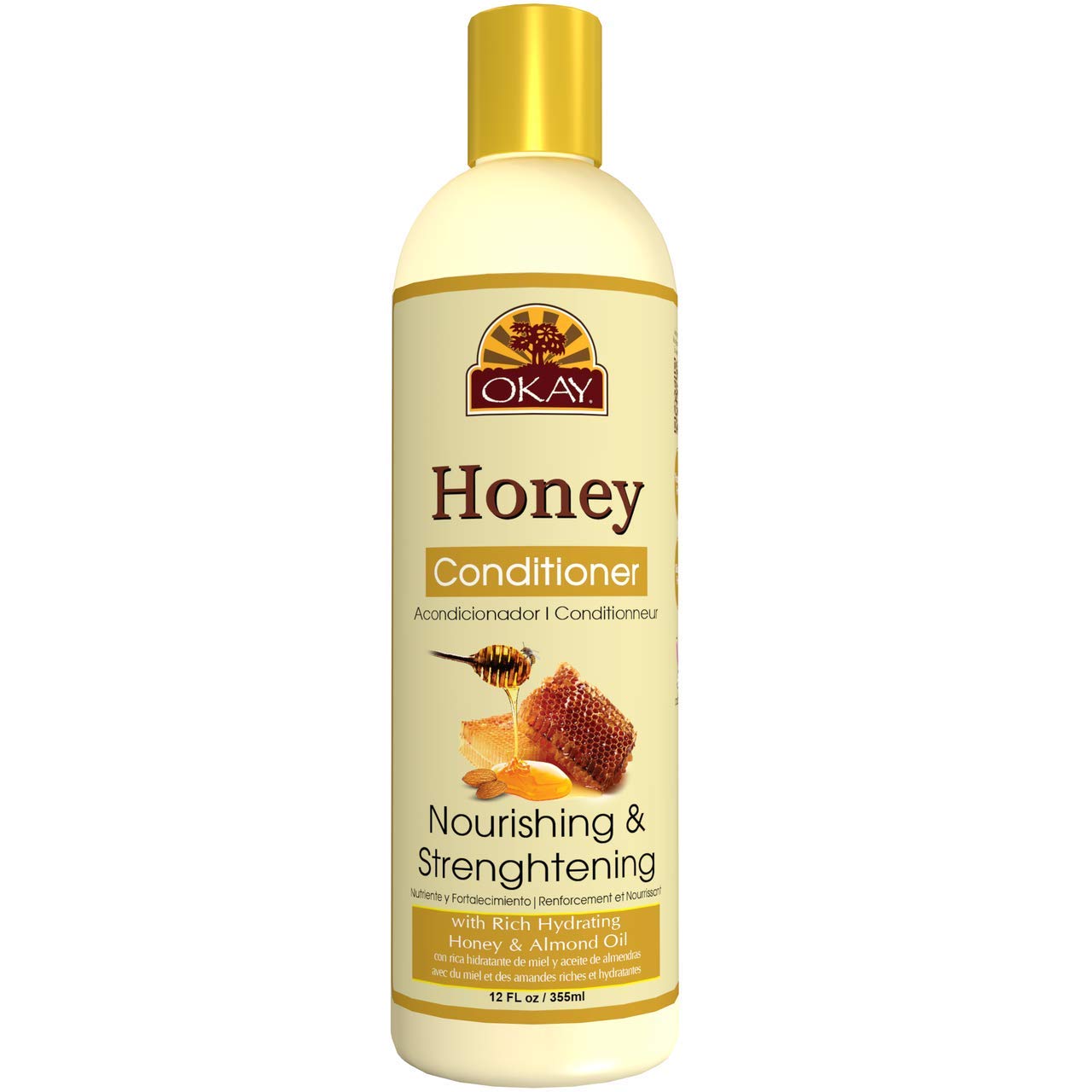 Okay Honey and Almond Nourishing And Strengthening Conditioner Helps Refresh,Revitalize, and Strengthen Hair Sulfate,Silicone,Paraben Free For All Hair Types and Textures Made in USA 12oz