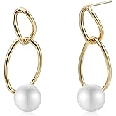 Teppdfann Pearl Drop Earrings with 14K Gold Plated Hook and Minimalist Dangle Earrings Hypoallergenic Pearl Jewelry for Women