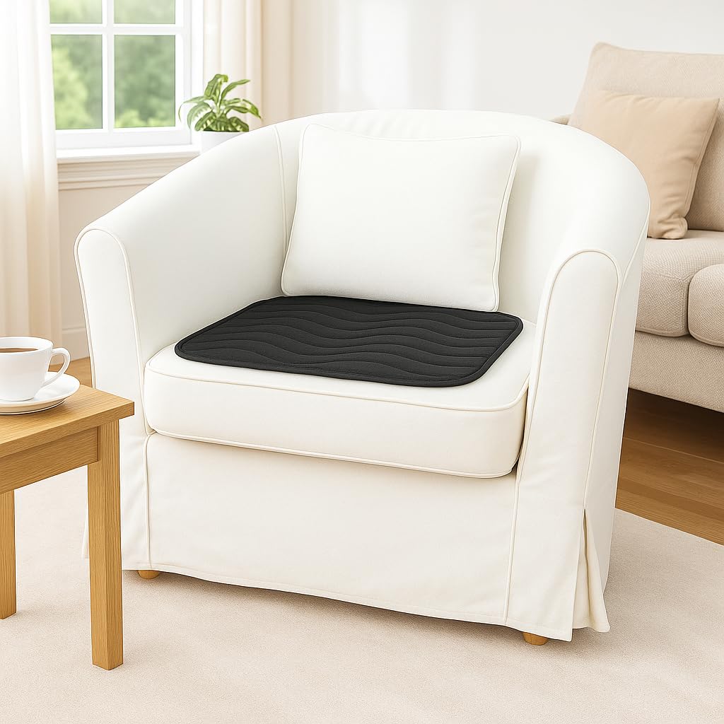ComfortCare, Black, Washable Incontinence Pad Bed Protector Sheet, (Chair pad, 60 x 60cms)…