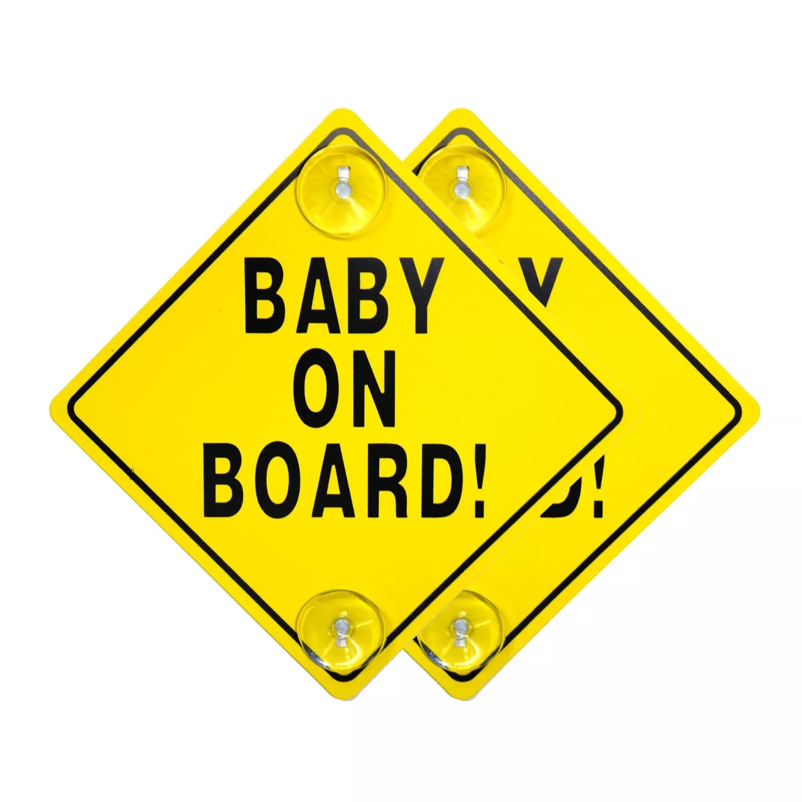 Baby On Board Car Sign with Double Suction Cups Vehicle Safety Warning for Child Awareness (Choose Quantity) (2)