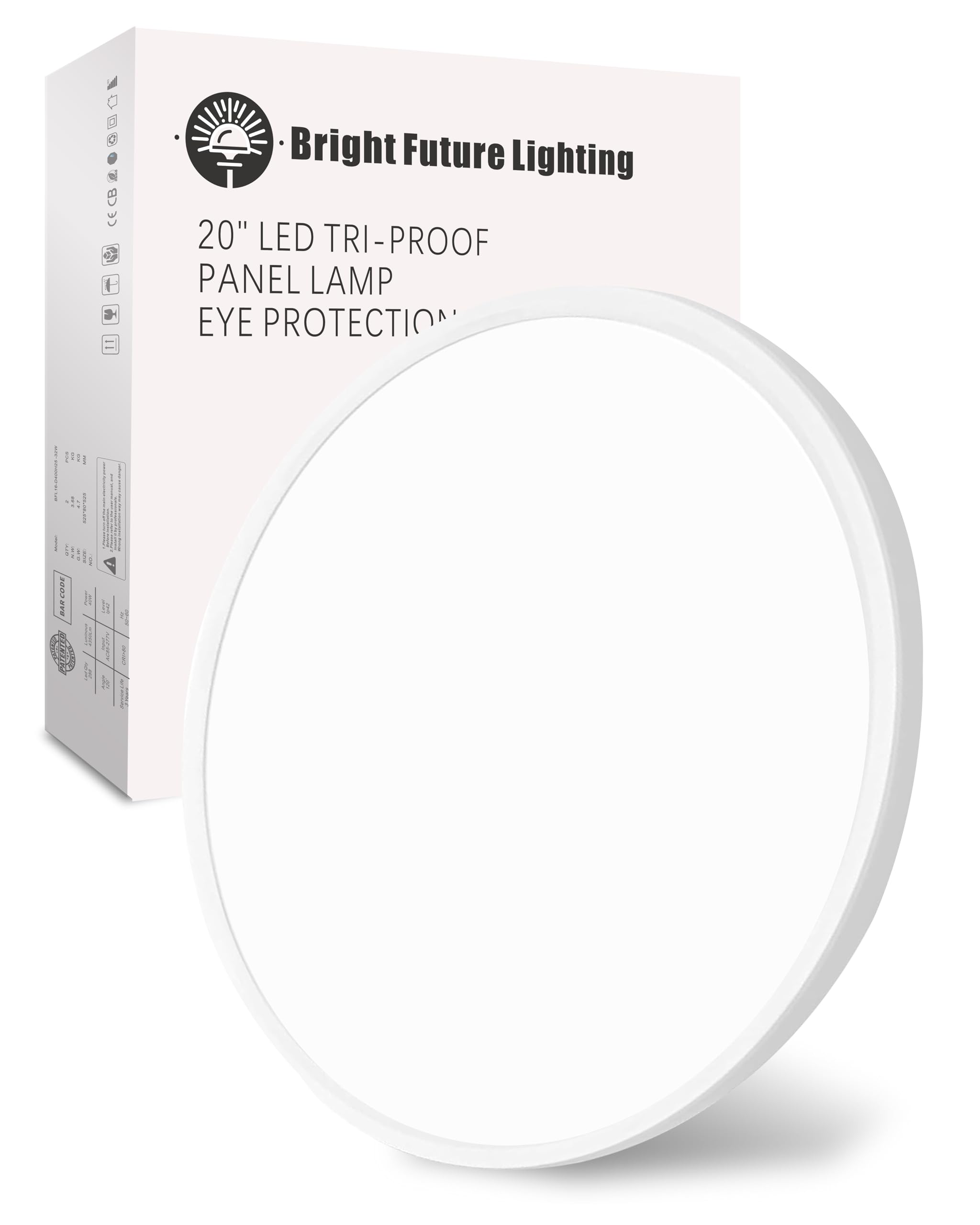 Photo 1 of 1Pack 20 Inch Large LED Flush Mount Ceiling Light, 40W,4350LM, 3000K/4000K/6000K CCT Selectable,White Round Flat Panel Light Low Profile Ceiling Light Fitures for Hallway, Kitchen, Bedroom, Office