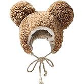 Fuzzy Bear Hat Unisex Fluffy Faux Fur Animal Critter Cap Ushanka Big Ears Beanie for Adult Winter Hats Ear Flaps Lovely Gift