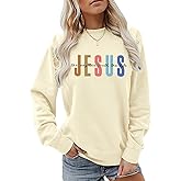 Lubpow Christian Sweatshirts for Women Jesus Sweatshirt Religious Faith Inspirational Bible Verse Long Sleeve Pullover Tops