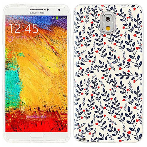 Note 3 Case,Note3 Case,Samsung Galaxy Note 3 Case,ChiChiC Full Protective Lightweight Case Slim Durable Soft TPU Cover for Samsung Galaxy Note 3,red heart love flower blue slate leaves