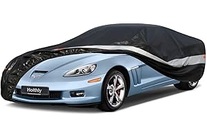 Holthly 10 Layers Car Cover Custom Fit for Chevrolet Corvette (1980-2019) C3,C4,C5,C6,C7, Waterproof All Weather for Automobiles, Outdoor Full Cover Sun Dust Rain Protection with Cotton. Black