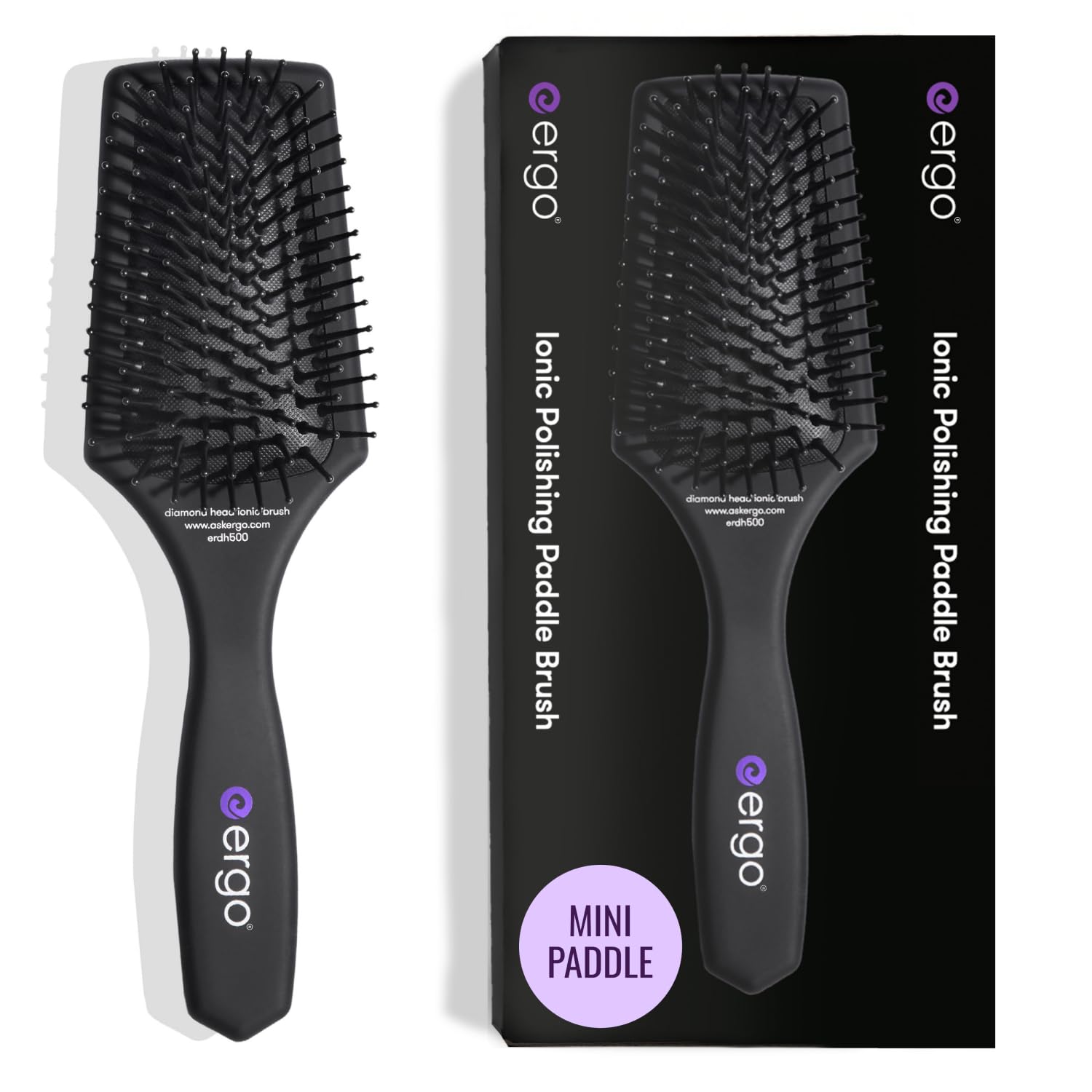 Photo 1 of ERGO Mini Ionic Polishing Paddle Brush - Small Detangling Hair Brush for Wet & Dry Use - Professional Hair Care Styling Tool (ER500)