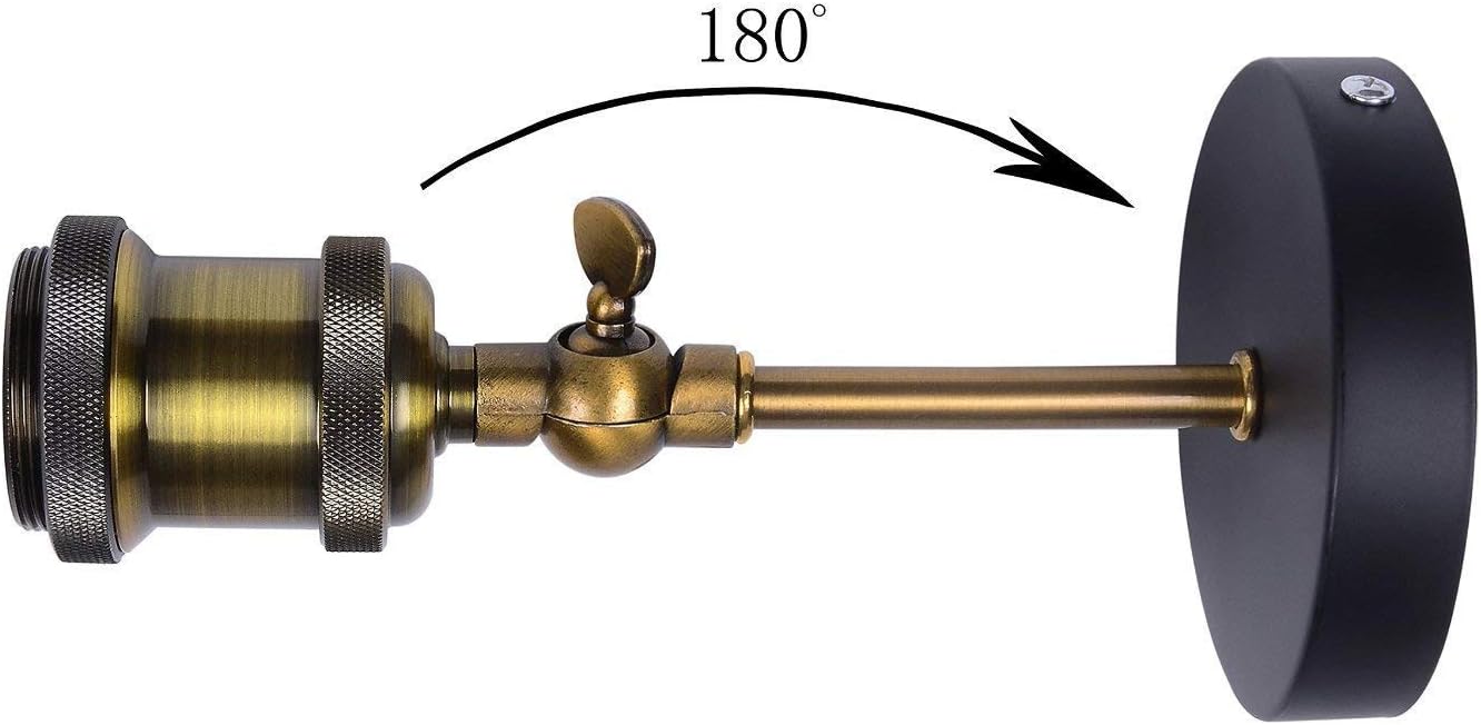 PIANUO Retro Brass Wall Light Antique Wall Sconce Adjustable Up and Down Lighting Fixture with E27 Socket for House Bar - Image 4